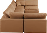 Comfy Cognac Vegan Leather Modular Sectional 188Cognac-Sec6D Meridian Furniture