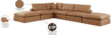 Comfy Cognac Vegan Leather Modular Sectional 188Cognac-Sec6E Meridian Furniture