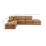 Comfy Cognac Vegan Leather Modular Sectional 188Cognac-Sec6E Meridian Furniture