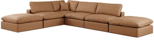 Comfy Cognac Vegan Leather Modular Sectional 188Cognac-Sec6E Meridian Furniture