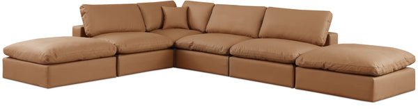 Comfy Cognac Vegan Leather Modular Sectional 188Cognac-Sec6E Meridian Furniture