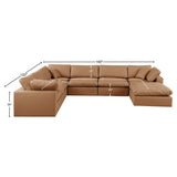 Comfy Cognac Vegan Leather Modular Sectional 188Cognac-Sec7A Meridian Furniture