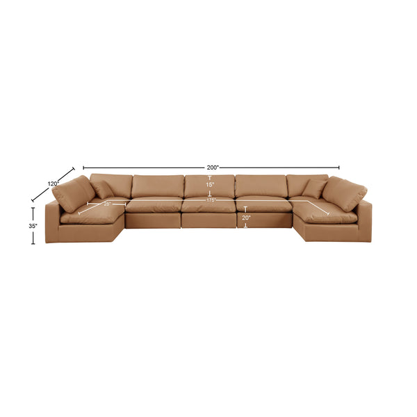 Comfy Cognac Vegan Leather Modular Sectional 188Cognac-Sec7B Meridian Furniture