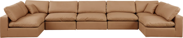 Comfy Cognac Vegan Leather Modular Sectional 188Cognac-Sec7B Meridian Furniture