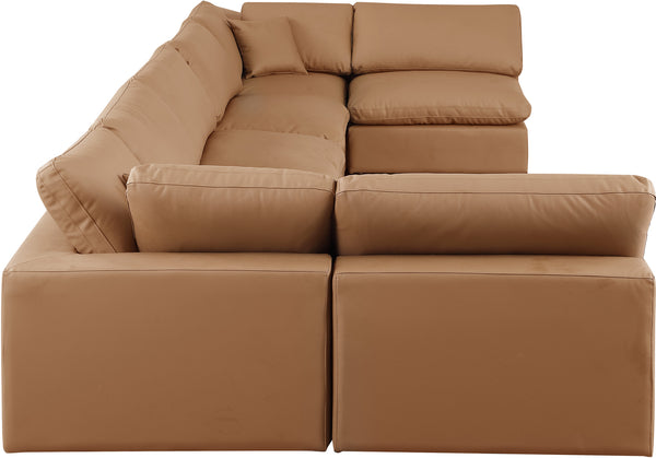 Comfy Cognac Vegan Leather Modular Sectional 188Cognac-Sec7B Meridian Furniture
