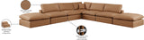 Comfy Cognac Vegan Leather Modular Sectional 188Cognac-Sec7C Meridian Furniture