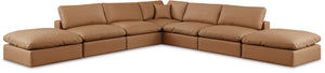Comfy Cognac Vegan Leather Modular Sectional 188Cognac-Sec7C Meridian Furniture