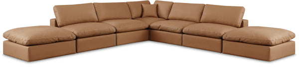Comfy Cognac Vegan Leather Modular Sectional 188Cognac-Sec7C Meridian Furniture