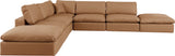 Comfy Cognac Vegan Leather Modular Sectional 188Cognac-Sec7C Meridian Furniture