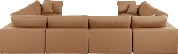 Comfy Cognac Vegan Leather Modular Sectional 188Cognac-Sec8A Meridian Furniture