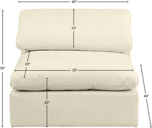 Comfy Cream Vegan Leather Modular Armless Chair 188Cream-Armless Meridian Furniture