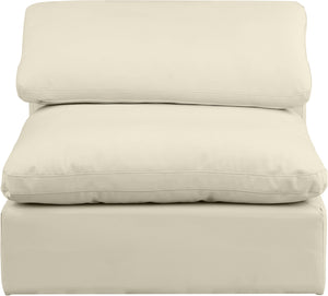 Comfy Cream Vegan Leather Modular Armless Chair 188Cream-Armless Meridian Furniture