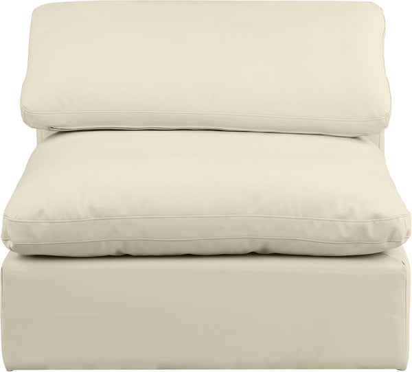 Comfy Cream Vegan Leather Modular Armless Chair 188Cream-Armless Meridian Furniture
