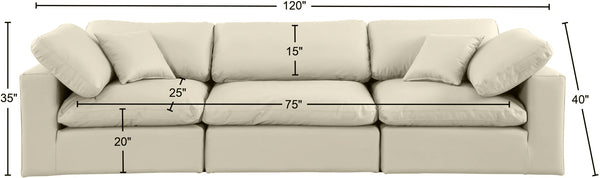 Comfy Cream Vegan Leather Modular Sofa 188Cream-S119 Meridian Furniture