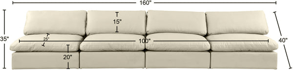Comfy Cream Vegan Leather Modular Sofa 188Cream-S156 Meridian Furniture