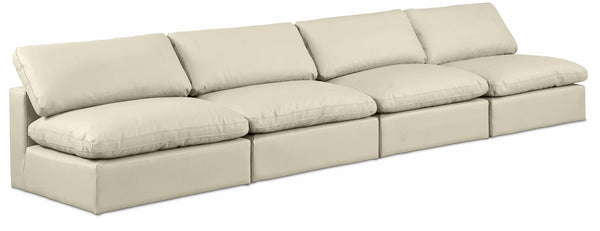 Comfy Cream Vegan Leather Modular Sofa 188Cream-S156 Meridian Furniture