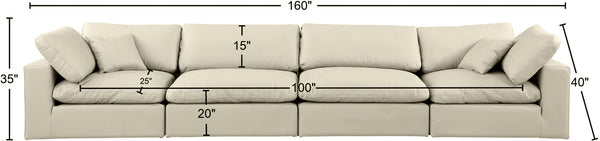 Comfy Cream Vegan Leather Modular Sofa 188Cream-S158 Meridian Furniture