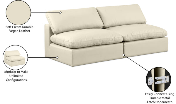 Comfy Cream Vegan Leather Modular Sofa 188Cream-S78 Meridian Furniture