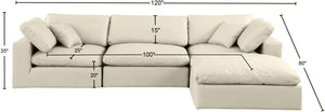 Comfy Cream Vegan Leather Modular Sectional 188Cream-Sec4A Meridian Furniture