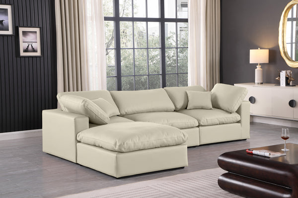 Comfy Cream Vegan Leather Modular Sectional 188Cream-Sec4A Meridian Furniture