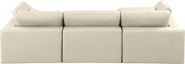 Comfy Cream Vegan Leather Modular Sectional 188Cream-Sec4A Meridian Furniture