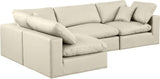 Comfy Cream Vegan Leather Modular Sectional 188Cream-Sec4B Meridian Furniture