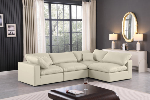 Comfy Cream Vegan Leather Modular Sectional 188Cream-Sec4B Meridian Furniture