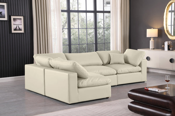 Comfy Cream Vegan Leather Modular Sectional 188Cream-Sec4B Meridian Furniture