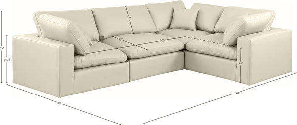 Comfy Cream Vegan Leather Modular Sectional 188Cream-Sec4C Meridian Furniture
