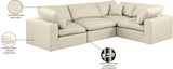 Comfy Cream Vegan Leather Modular Sectional 188Cream-Sec4C Meridian Furniture