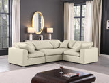 Comfy Cream Vegan Leather Modular Sectional 188Cream-Sec4C Meridian Furniture