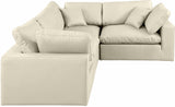 Comfy Cream Vegan Leather Modular Sectional 188Cream-Sec4C Meridian Furniture