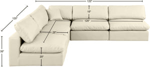 Comfy Cream Vegan Leather Modular Sectional 188Cream-Sec5B Meridian Furniture