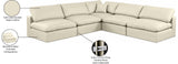 Comfy Cream Vegan Leather Modular Sectional 188Cream-Sec5B Meridian Furniture