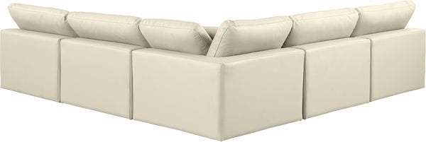 Comfy Cream Vegan Leather Modular Sectional 188Cream-Sec5B Meridian Furniture