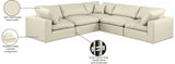 Comfy Cream Vegan Leather Modular Sectional 188Cream-Sec5C Meridian Furniture