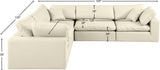 Comfy Cream Vegan Leather Modular Sectional 188Cream-Sec5C Meridian Furniture