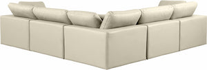 Comfy Cream Vegan Leather Modular Sectional 188Cream-Sec5C Meridian Furniture