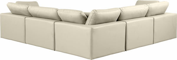 Comfy Cream Vegan Leather Modular Sectional 188Cream-Sec5C Meridian Furniture