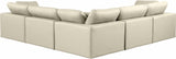 Comfy Cream Vegan Leather Modular Sectional 188Cream-Sec5C Meridian Furniture