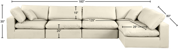 Comfy Cream Vegan Leather Modular Sectional 188Cream-Sec5D Meridian Furniture