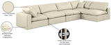 Comfy Cream Vegan Leather Modular Sectional 188Cream-Sec5D Meridian Furniture