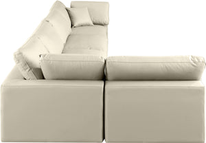 Comfy Cream Vegan Leather Modular Sectional 188Cream-Sec5D Meridian Furniture