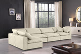 Comfy Cream Vegan Leather Modular Sectional 188Cream-Sec5D Meridian Furniture