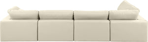 Comfy Cream Vegan Leather Modular Sectional 188Cream-Sec5D Meridian Furniture