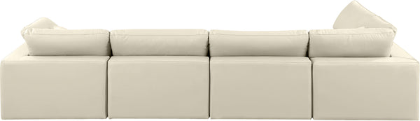 Comfy Cream Vegan Leather Modular Sectional 188Cream-Sec5D Meridian Furniture
