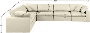 Comfy Cream Vegan Leather Modular Sectional 188Cream-Sec6A Meridian Furniture