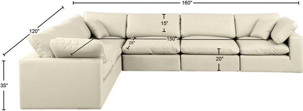Comfy Cream Vegan Leather Modular Sectional 188Cream-Sec6A Meridian Furniture