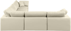 Comfy Cream Vegan Leather Modular Sectional 188Cream-Sec6A Meridian Furniture
