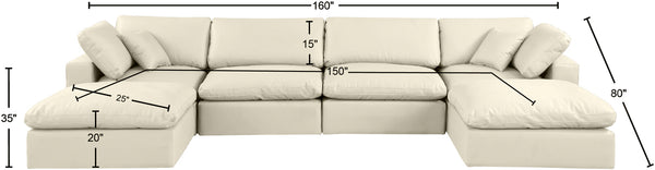 Comfy Cream Vegan Leather Modular Sectional 188Cream-Sec6B Meridian Furniture